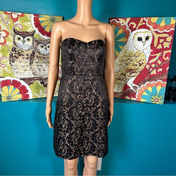 Ann Taylor Loft Dress Black Lace Strapless 4P - Picture 1 of 9